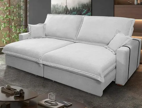 King House Sofá Retrátil Reclinável Nairobi 2,88m Cinza Bouclê