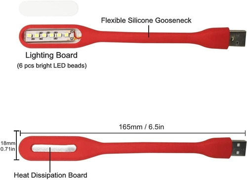 Imagen 6 de 10 de Lampara Luz Led Portatil Usb Flexible Carolinas Home