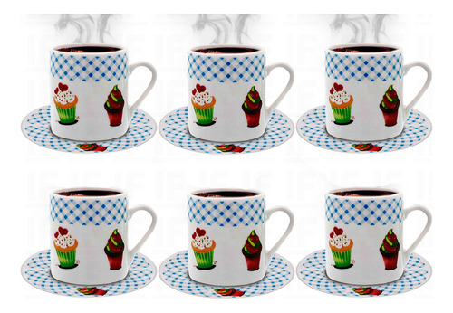  Xícara De Café Conjunto Kit 12 Peças Porcelana