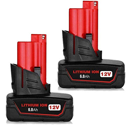 2pack 12v 6 0ah Batería De Repuesto De Litio Milwaukee...