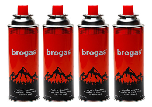 Cartuchos Brogas Gas Butano Pack Por 4 Garrafas De 227grs!