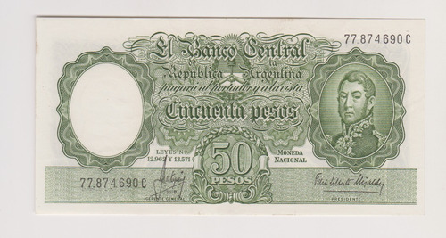 Billete Argentina 50 $ Bottero 2017 A Año 1966 Excelente ++