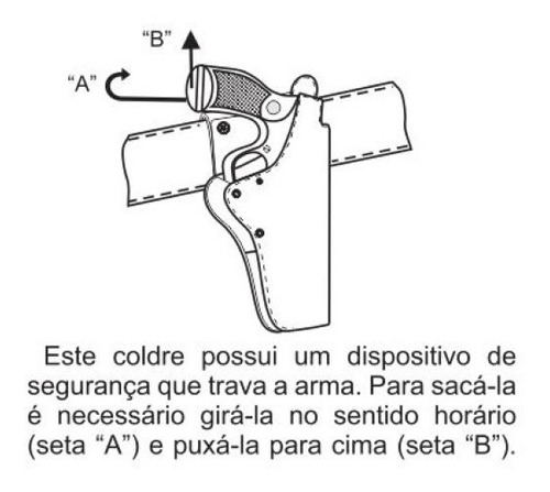 Coldre Em Couro C/ Trava P/ Revólver 38 - 8 Tiros