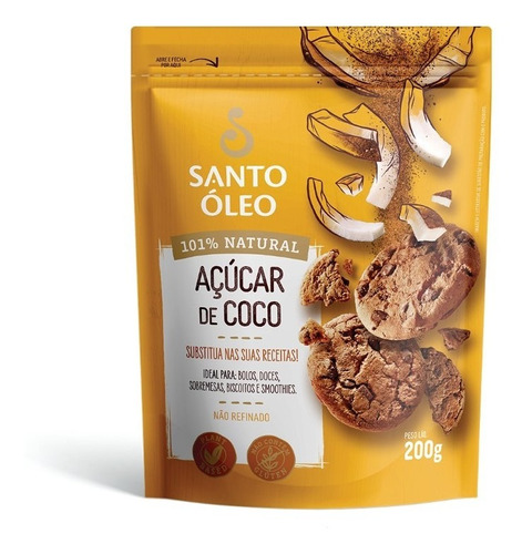 Açúcar De Coco Sem Glúten 101% Natural 200g Santo Óleo