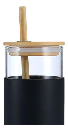 Taza Con Mango De Tapa De Bambú De Paja Alto Borosilicato