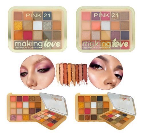 Paleta De Sombras + Glitter Making Love Pink 21 Sombra Tono 1