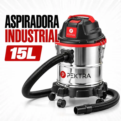 Aspiradora Industrial Pektra 15 Litros Polvo Liquido Acero Inoxidable