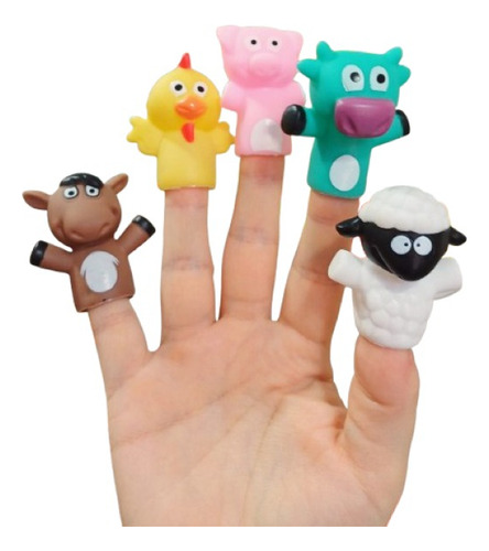 Títeres De Dedo Animales De Granja Pack X 5 Goma Didácticos