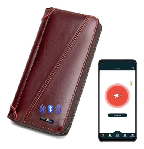 Smart Lb - Cartera Larga De Piel Con Bluetooth, Con Alarma,