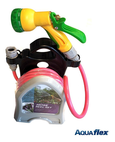 Imagen 3 de 7 de Kit Completo Riego Enrollador Aquaflex + 10mts Lanza Acoples