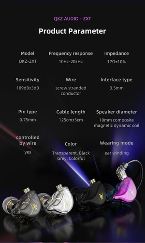 Qkz Zxt Con Micro + Estuche Audifonos Negro