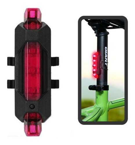 Luz Led Reflector Recargable Rojo Blicicleta Moto Triciclo