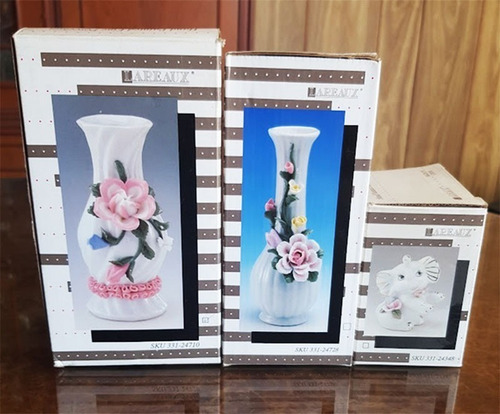 Lote Floreros Porcelana China Lareaux Floral