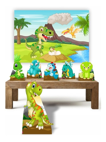 Dinossauros Baby 02 + Painel Kit 6 Pçs 