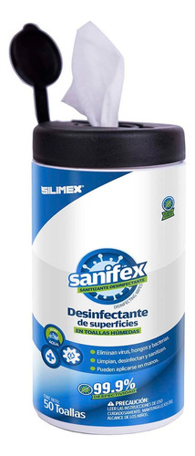 Toallas Desinfectantes Sanifex 50 Pzas Sanitizantes Silimex