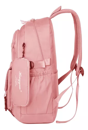 Mochila escolar para mujer, costuras reforzadas, antirrobo, color rosa  claro