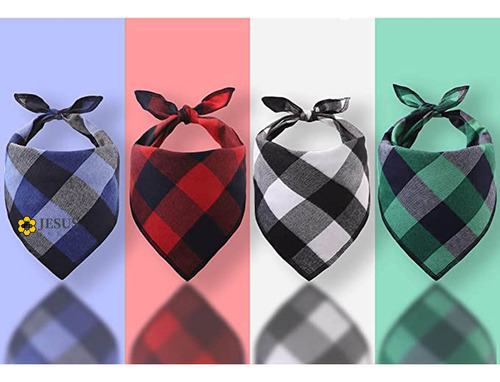 Collar Bufandas Para Perro Gato Estilo A Cuadros 4pcs