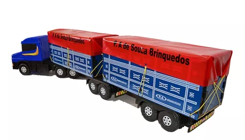 Carreta Bitrem Scania Boiadeiro Madeira Brinquedo 7eixo