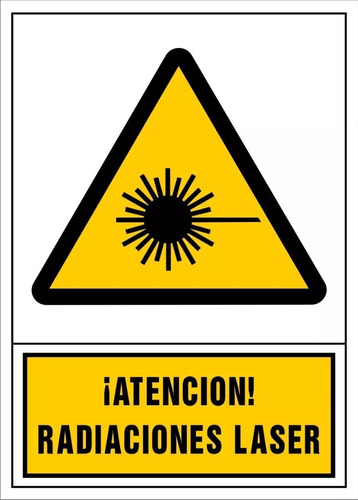 Cartel Plástico Atención Radiación Laser 22x26 Seguridad