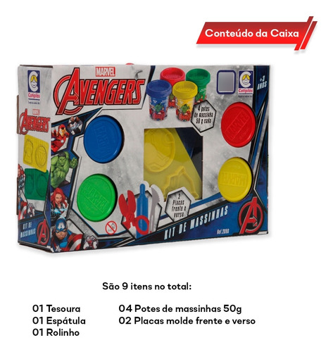 Kit Massa Modelar Marvel Avengers Plaquinhas 2699 Cotiplás