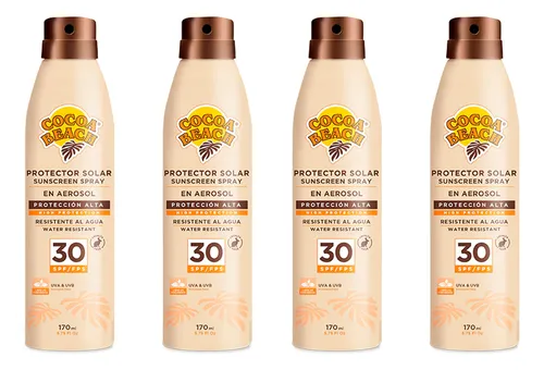 Protector Solar Fps 30 En Aerosol 170ml Cocoa Beach Pack 4
