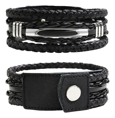 Pulseira Ajustável De Couro Masculina Tubinho