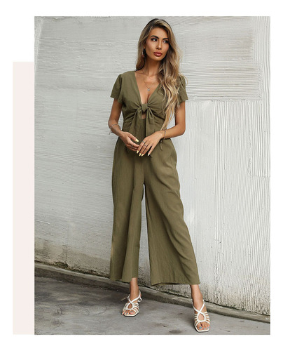 Monos Largos Con Cuello En V Elegantes De Verano Para Mujer