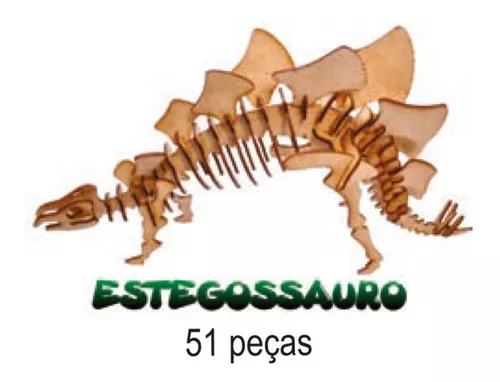 Jogo Quebra Cabeça 3D Dinossauros em MDF (Uriarte)