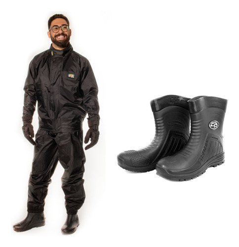 Combo Conjunto Capa De Chuva Motoqueiro Cr Xg + Bota Cr