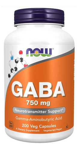 Gaba 750 Mg - 200 Capsulas Veganas - Now Foods