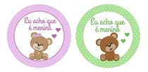 Comprar 100 Adesivos Para Chá Revelação - Ursinhos Lilas\u002Fverde 6cm