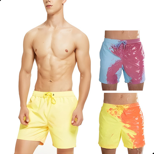 Shorts Playa Para Hombre Trajes De Baño Decoloración En Agua