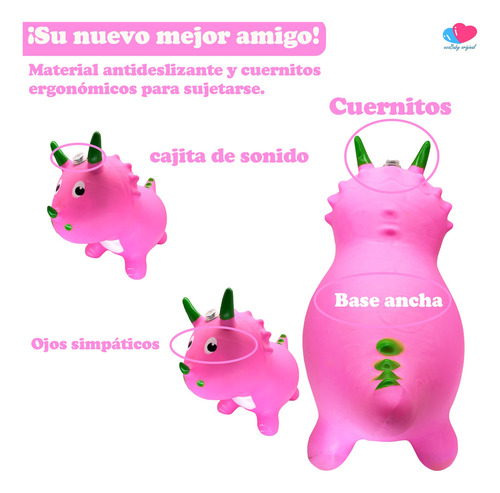 Montable Brincolin Inflable Para Niños Dinosaurio Rosa