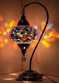 Lámpara De Mesa Turca De Mosaico Marroquí Con Enchufe Y  Alm