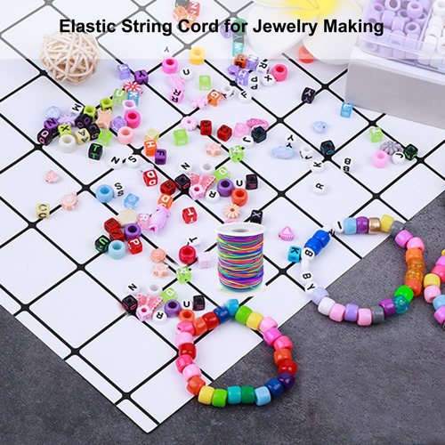 Cuerda De Pulsera Elastica 1mm Arco Iris Resistente 50m