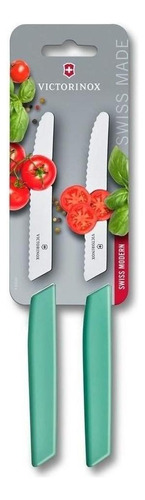 Set De Cuchillos Para Tomate 2 Pzs, Menta. 12 Cm. Victorinox Color Menta