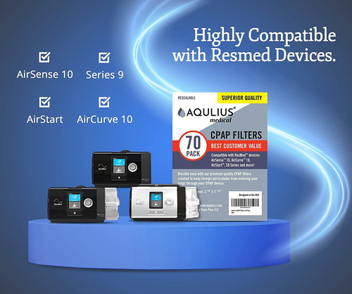 Imagen 2 de 7 de Filtros Cpap Desechables Aqulius Compatible Con Resmed