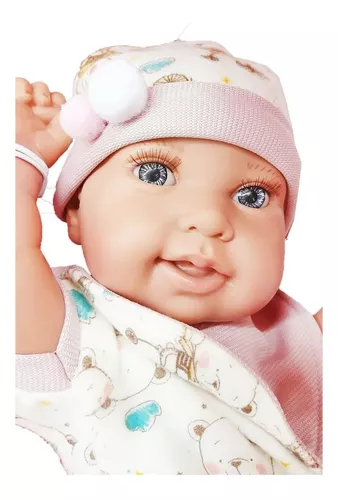 Boneca Bebê Reborn Anny Doll Baby com Macacão - Cotiplás