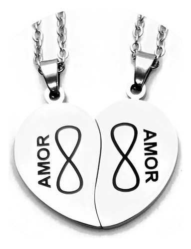 2 Collares Corazón Parejas Grabado Personalizado 1097