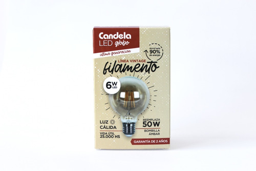Imagen 2 de 3 de Lampara Globo Foco Led Filamento Ambar 6w E27