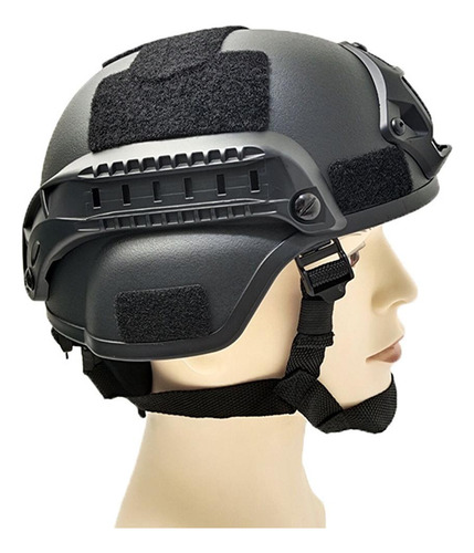 Casco Militar Táctico Abs Cs Con Montaje Nvg Y Rieles Negro
