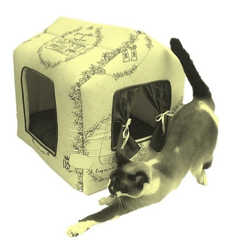 Imagem 5 de 9 de Casa Casinha Pet Cachorro Gato Tecido Luxo Almofada Patachic