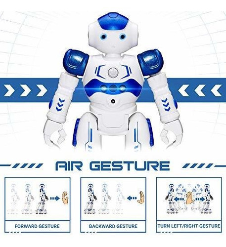 Robot Con Control Remoto Gestos Programables Blanco Y Azul