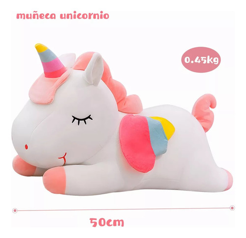 50cmunicornio Pony De Peluche Arcoiris Tipo Pegaso Almohada