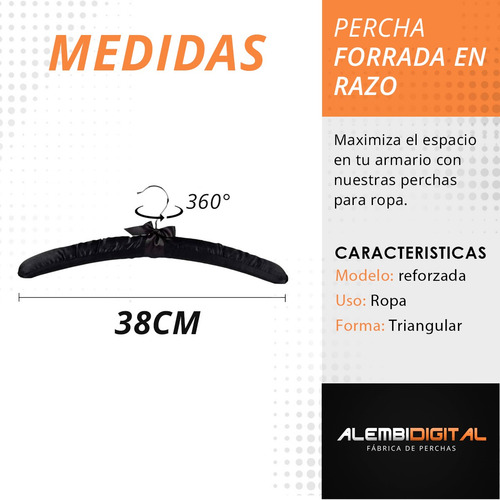Pack X 10 Percha Madera Forrada Acolchada Tela De Raso