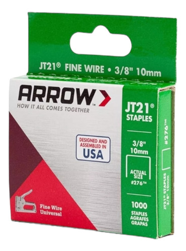 Grapas Arrow Mod. 214 Jt21 1/4 PLG (6mm) Caja 1000 Unidades