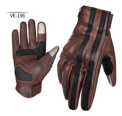 Retro Guantes Racer Cuero Hombre Moto Vintage Motociclista