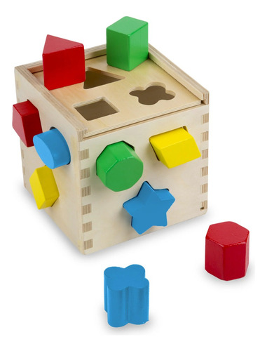 Melissa & Doug Shape Sorting Cube Juguete Clásico De Madera