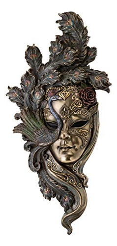Grande  lady Estilo Veneciano Carnaval Mascara De Pavo Real