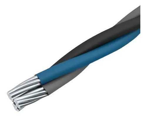 200 Metros Fio Cabo De Aluminio Triplex 16mm Neutro Isolado Cobertura Preto Cinza e Azul
